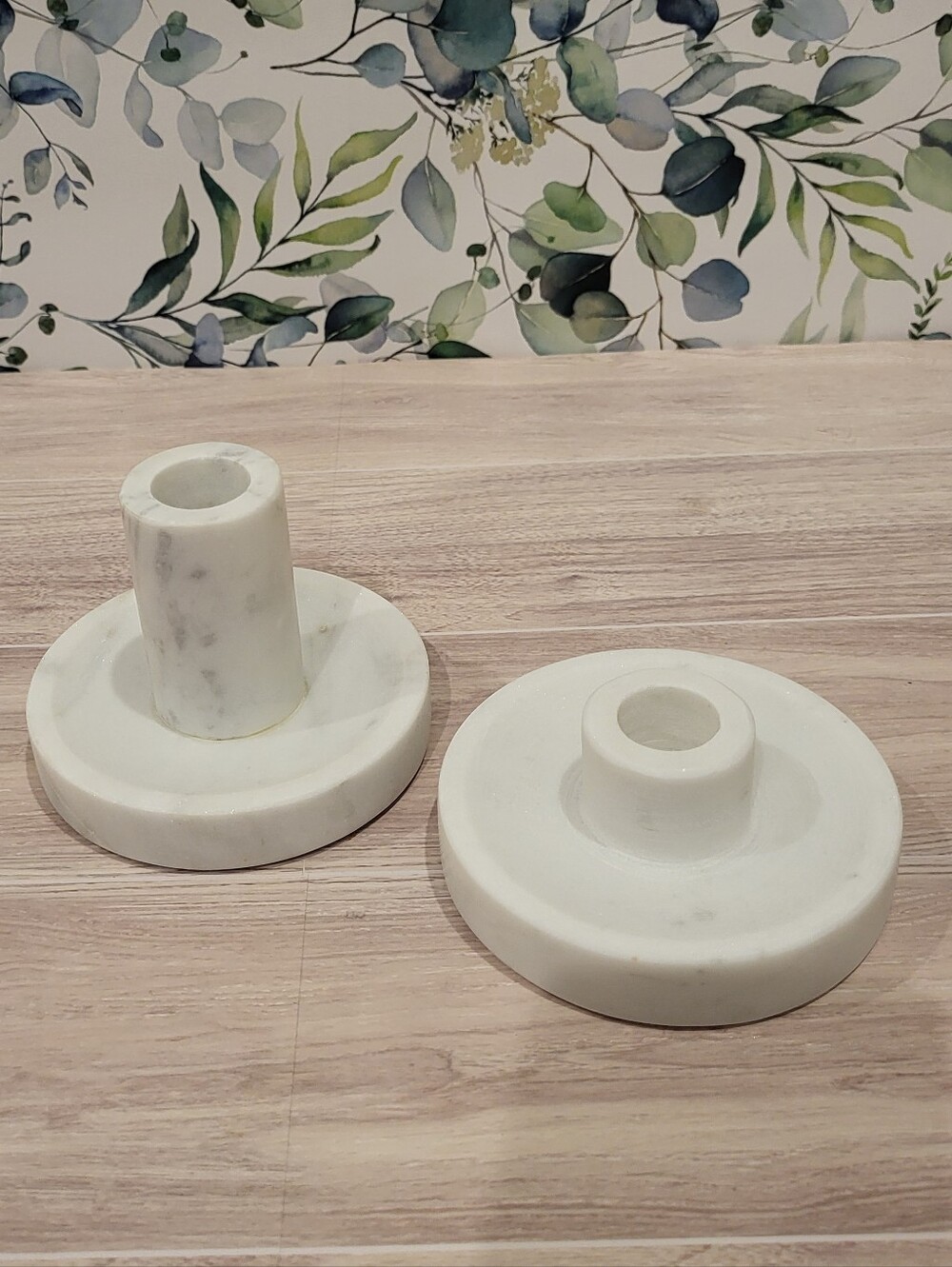 Studio McGee White Marble Candle Holders - Set of 2